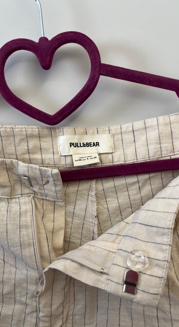 Bej Çizgili keten takım - Görsel 4