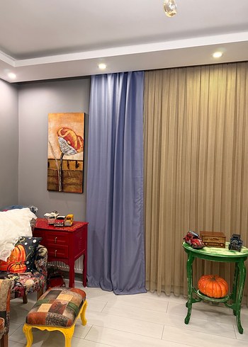 SIFIR CİFT KANAT LİLA ADA FON PERDE - Görsel 3