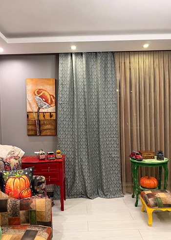 SIFIR DAMAKS MODEL CİFT KANAT FON PERDE - Görsel 2