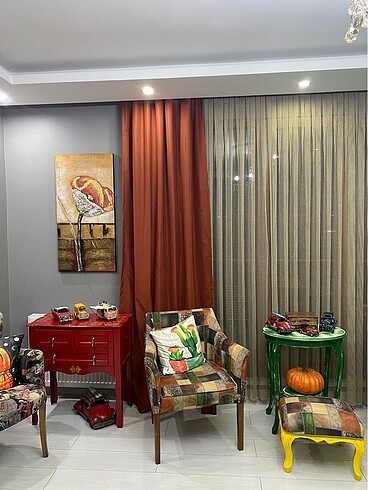 SIFIR CIFT KANAT KİREMİT RENK FON PERDE
