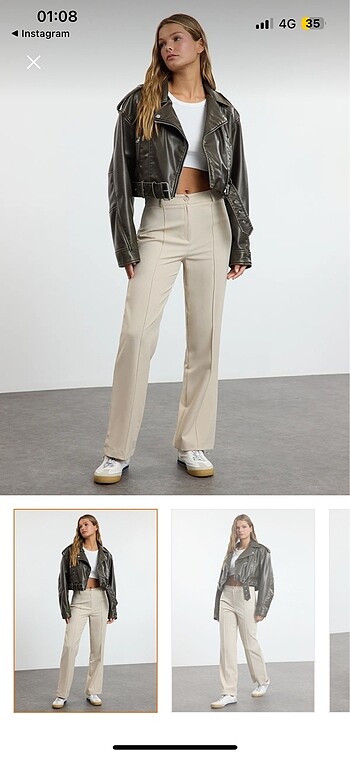 Trendyolmilla Vizon ve siyah straight pantolon
