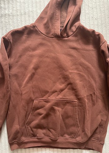 m Beden Kahverengi Kapüşonlu Rahat Sweatshirt