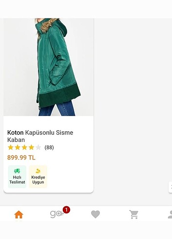Koton Koton yeşil şişme mont 38 beden