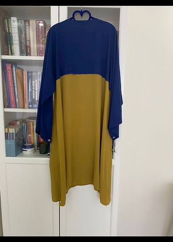 Drapeli Midi Kadın Tunik - Lacivert ve Renk Bloklu - Görsel 3