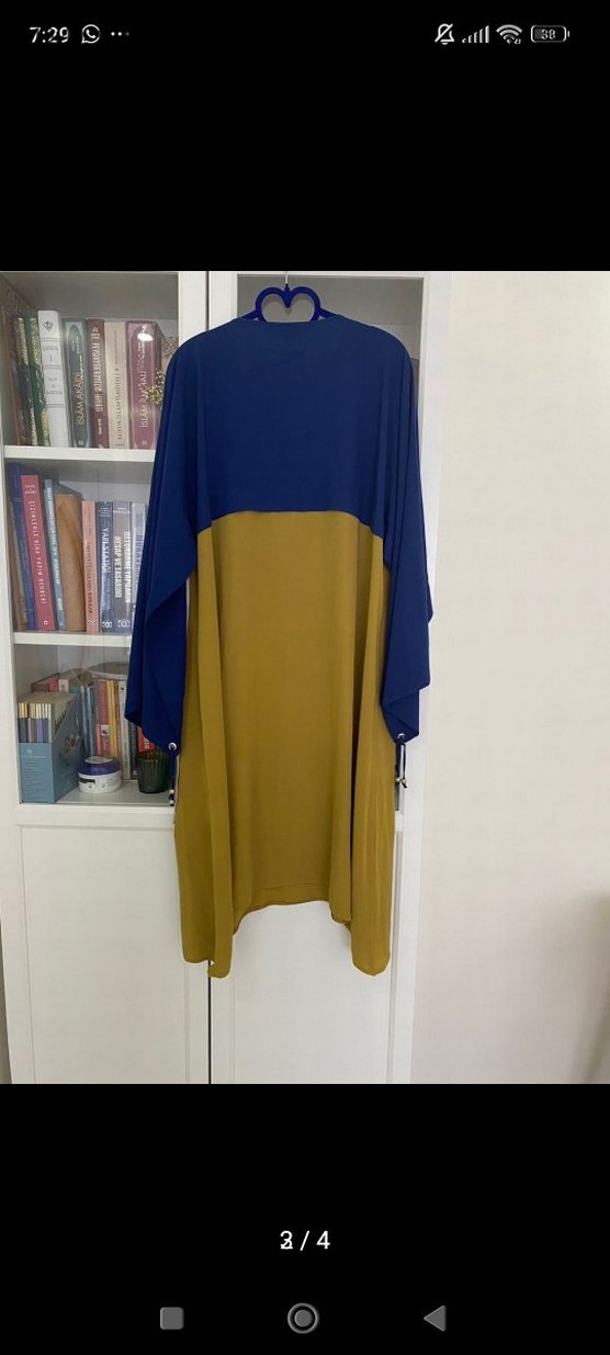 Drapeli Midi Kadın Tunik - Lacivert ve Renk Bloklu - Görsel 3