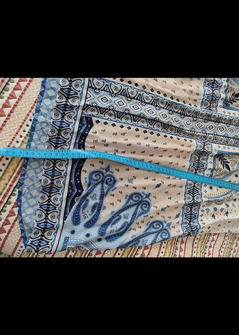 Mavi Gri Uzun Bohem Kadın Elbise - Görsel 6