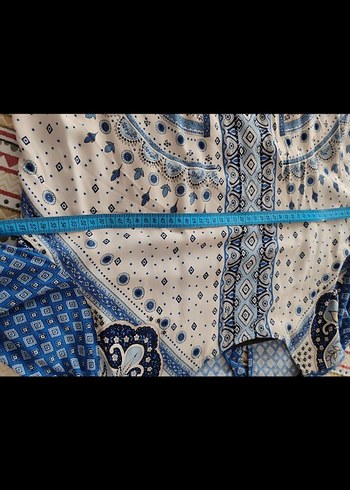 Mavi Gri Uzun Bohem Kadın Elbise - Görsel 5