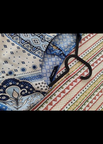 Mavi Gri Uzun Bohem Kadın Elbise - Görsel 4