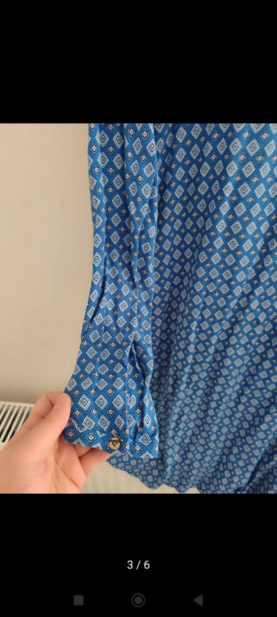 Mavi Gri Uzun Bohem Kadın Elbise - Görsel 3