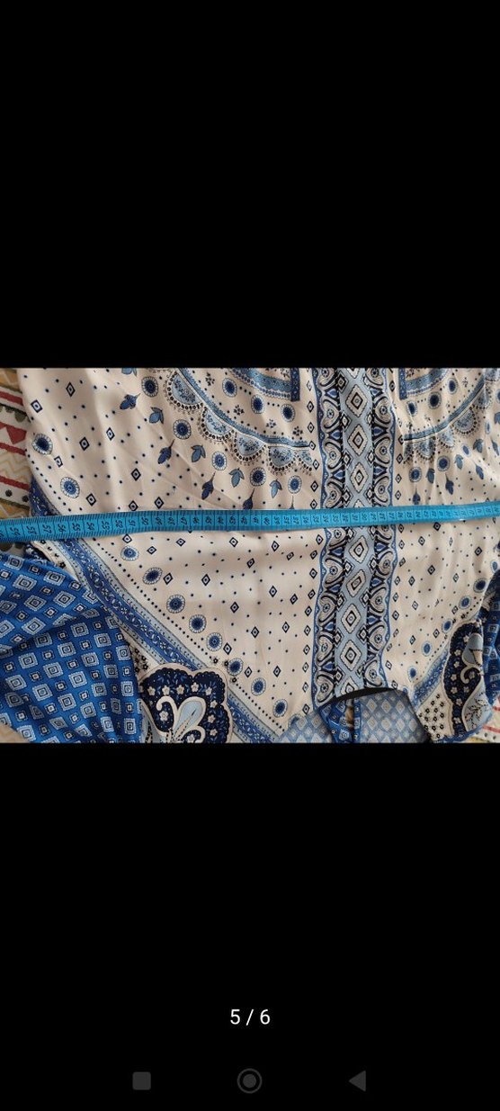 Mavi Gri Uzun Bohem Kadın Elbise - Görsel 5