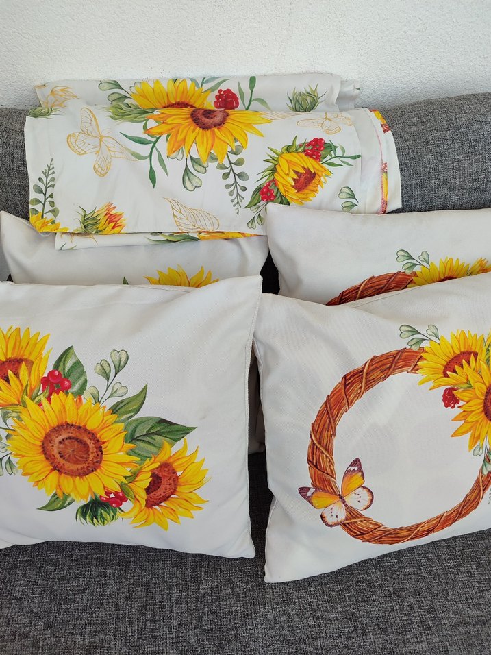 Ayçiçeği Desenli Bohem Kırlent Kılıfı Seti - Görsel 2