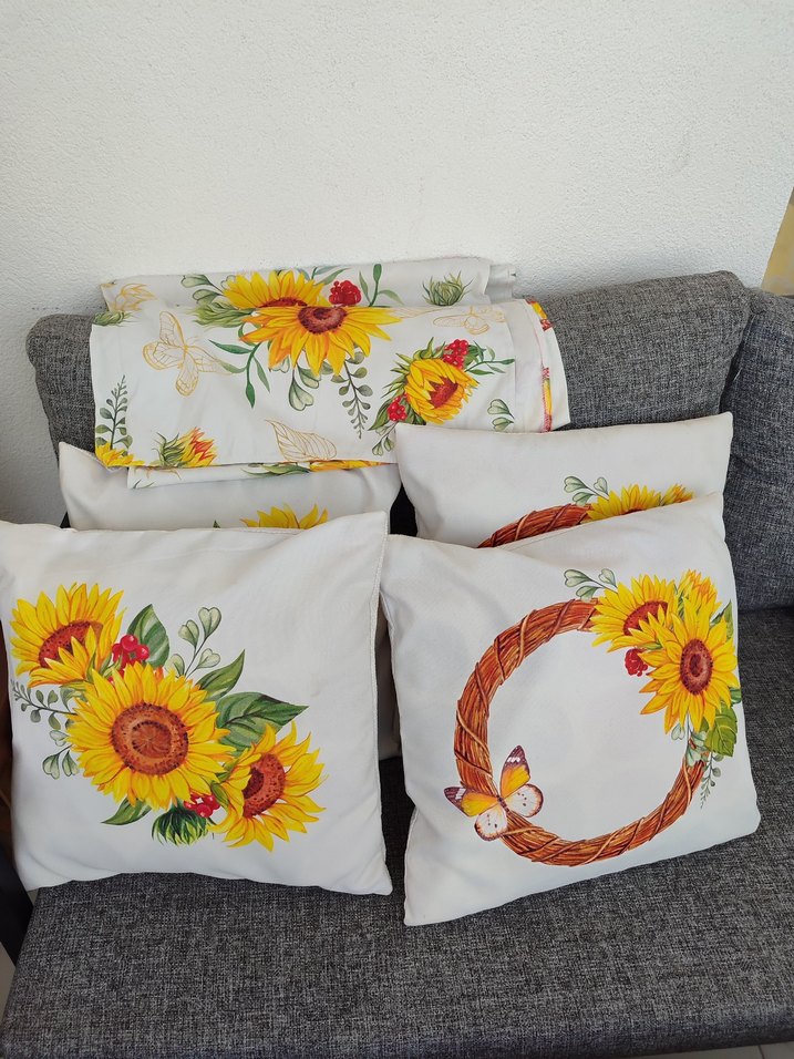 Ayçiçeği Desenli Bohem Kırlent Kılıfı Seti - Görsel 3