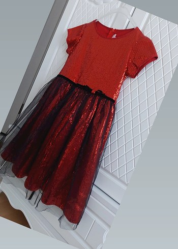 Parlak Kırmızı Kız Çocuk Abiye Elbise - Görsel 8