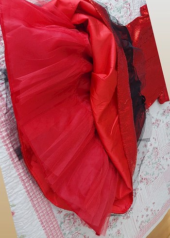 Parlak Kırmızı Kız Çocuk Abiye Elbise - Görsel 7