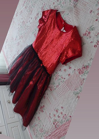 Parlak Kırmızı Kız Çocuk Abiye Elbise - Görsel 4