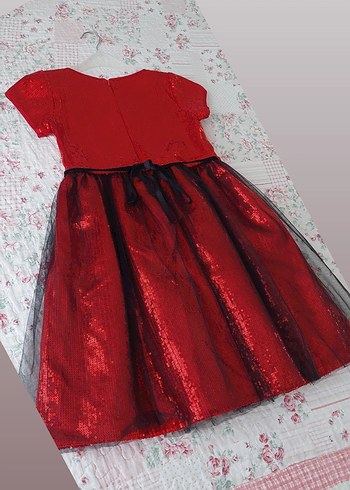 Parlak Kırmızı Kız Çocuk Abiye Elbise - Görsel 6