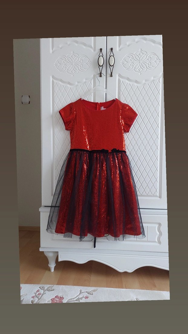 Parlak Kırmızı Kız Çocuk Abiye Elbise - Görsel 2
