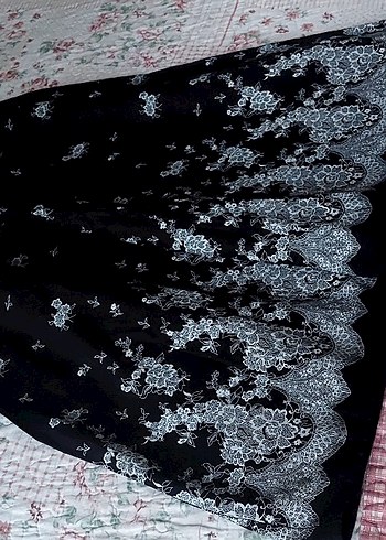 Siyah Dantelli Straplez Midi Gotik Elbise - Görsel 3