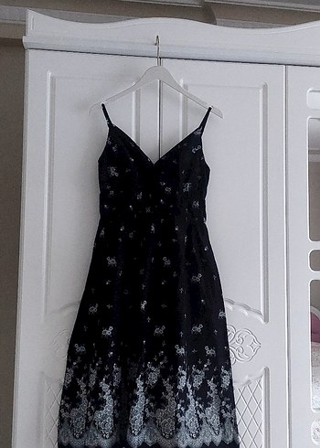 Siyah Dantelli Straplez Midi Gotik Elbise - Görsel 11