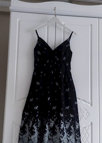 Siyah Dantelli Straplez Midi Gotik Elbise - Görsel 7