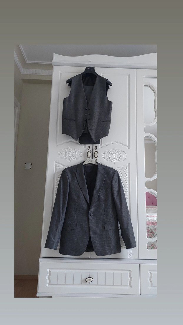 Gri Modern Klasik Erkek Ceket ve Yelek Takımı - Görsel 3