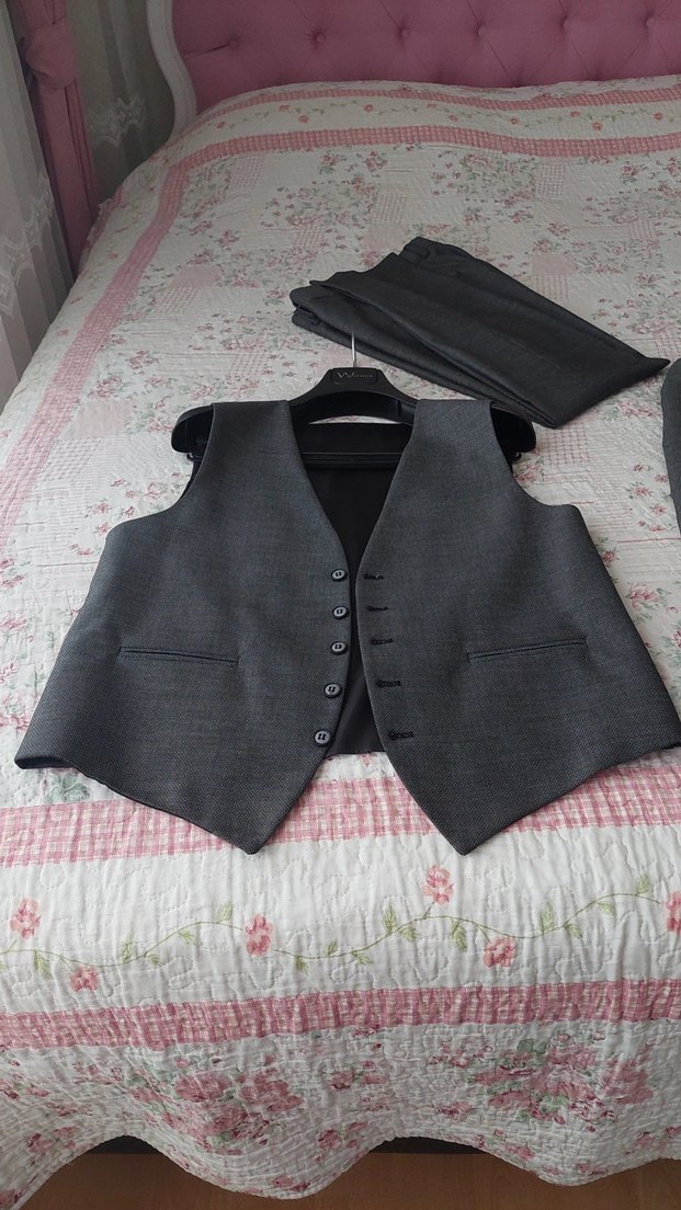 Gri Modern Klasik Erkek Ceket ve Yelek Takımı - Görsel 5