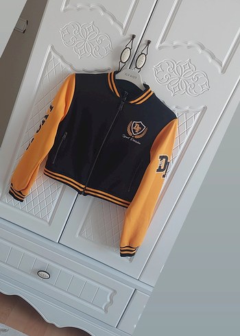 Sarı Siyah Fermuarlı Kadın Bomber Ceket - Görsel 3