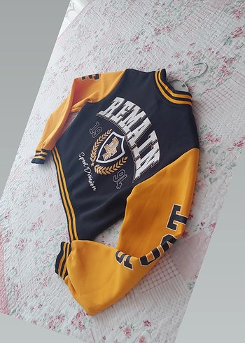 Sarı Siyah Fermuarlı Kadın Bomber Ceket - Görsel 5