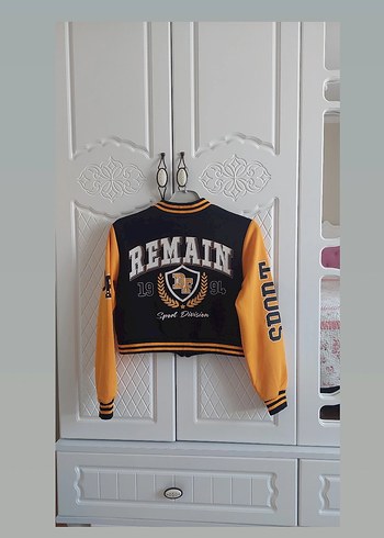 Sarı Siyah Fermuarlı Kadın Bomber Ceket - Görsel 2