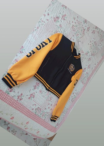 Sarı Siyah Fermuarlı Kadın Bomber Ceket - Görsel 7