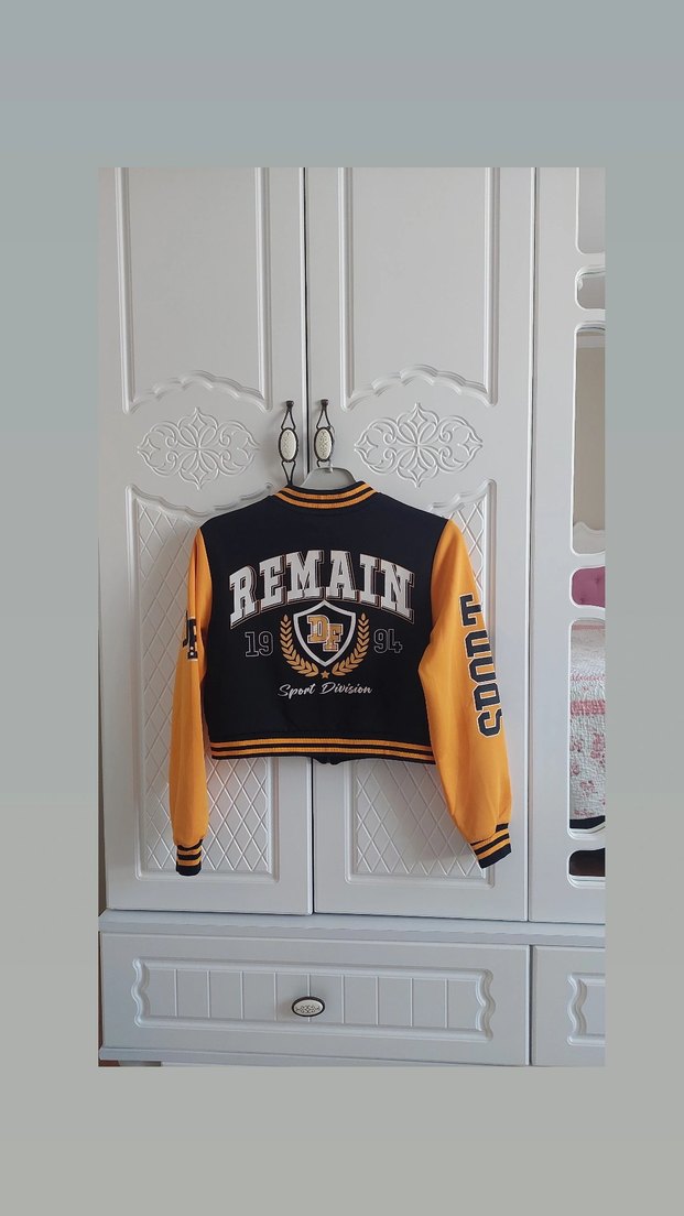 Sarı Siyah Fermuarlı Kadın Bomber Ceket - Görsel 2