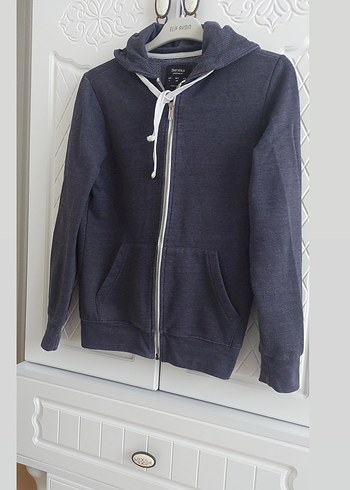 Erkek Kapüşonlu Fermuarlı Gri Sweatshirt - Görsel 3