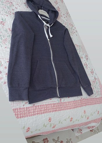 Erkek Kapüşonlu Fermuarlı Gri Sweatshirt - Görsel 2