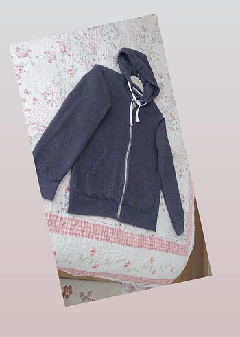 Erkek Kapüşonlu Fermuarlı Gri Sweatshirt - Görsel 5