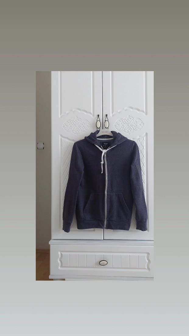 Erkek Kapüşonlu Fermuarlı Gri Sweatshirt - Görsel 4