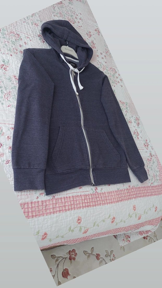 Erkek Kapüşonlu Fermuarlı Gri Sweatshirt - Görsel 2