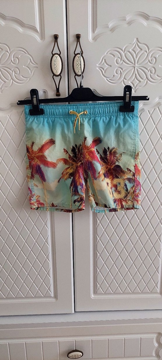 Erkek Çocuk Pastel Renkli Palmiye Desenli Mayo - Görsel 4