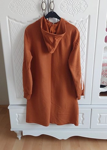 Kapüşonlu Uzun Kahverengi Kadın Ceket - Görsel 2