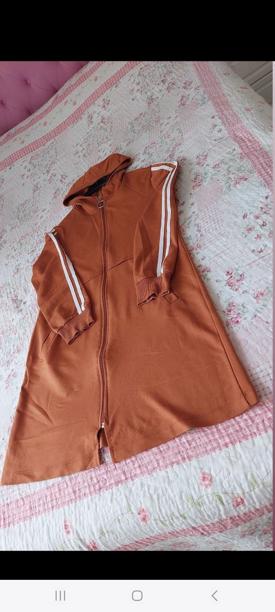 Kapüşonlu Uzun Kahverengi Kadın Ceket - Görsel 4