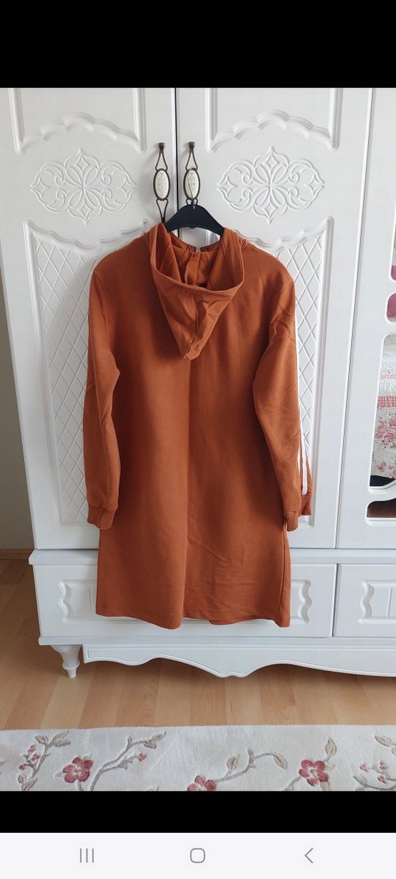 Kapüşonlu Uzun Kahverengi Kadın Ceket - Görsel 2