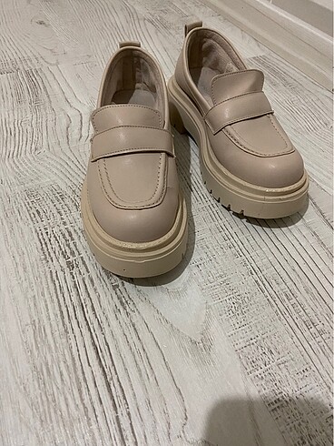Bej loafer ayakkabı