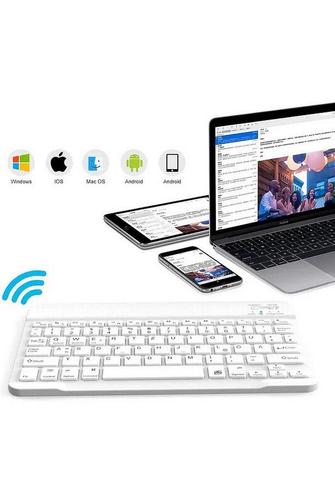 Beyaz Kablosuz Bluetooth Klavye - Görsel 3