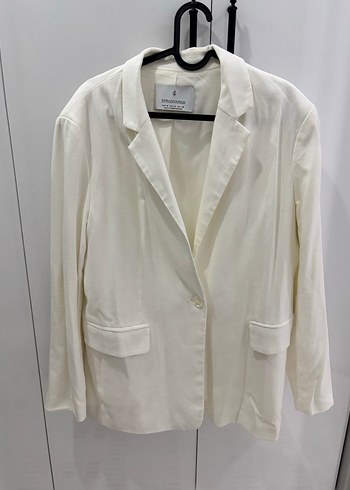 Stradivarius Beyaz keten blazer stradivarius