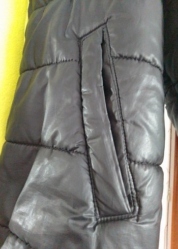 Siyah erkek Midi Kışlık Mont Fermuarlı - Görsel 7