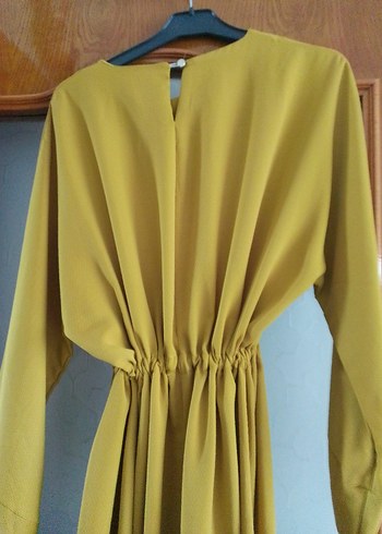 Sarı Uzun Kollu Salaş Kadın Elbise - Görsel 11