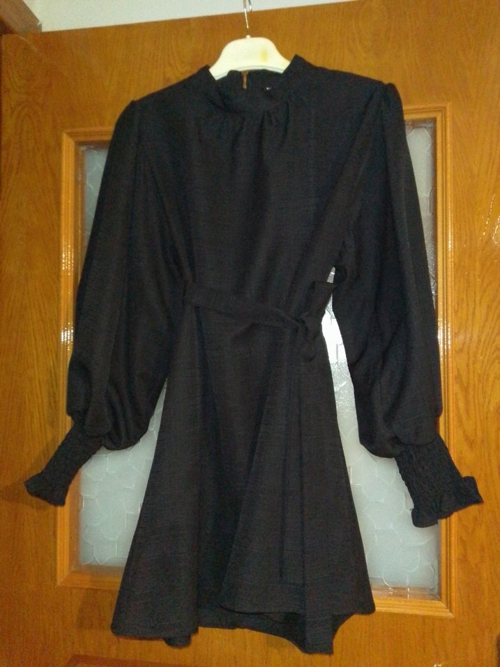 Uzun Kollu Siyah Midi Tunik - Görsel 4