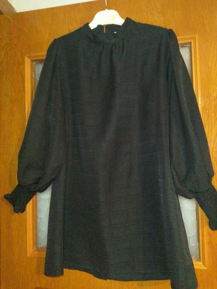 Uzun Kollu Siyah Midi Tunik - Görsel 2