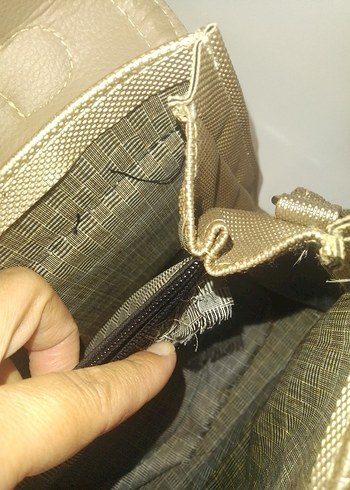 Bej Zincir Detaylı Deri Kadın Çanta - Görsel 7