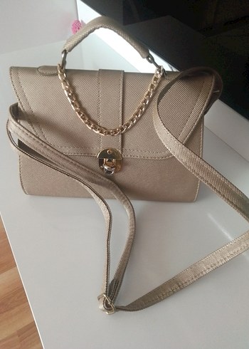 Bej Zincir Detaylı Deri Kadın Çanta - Görsel 2