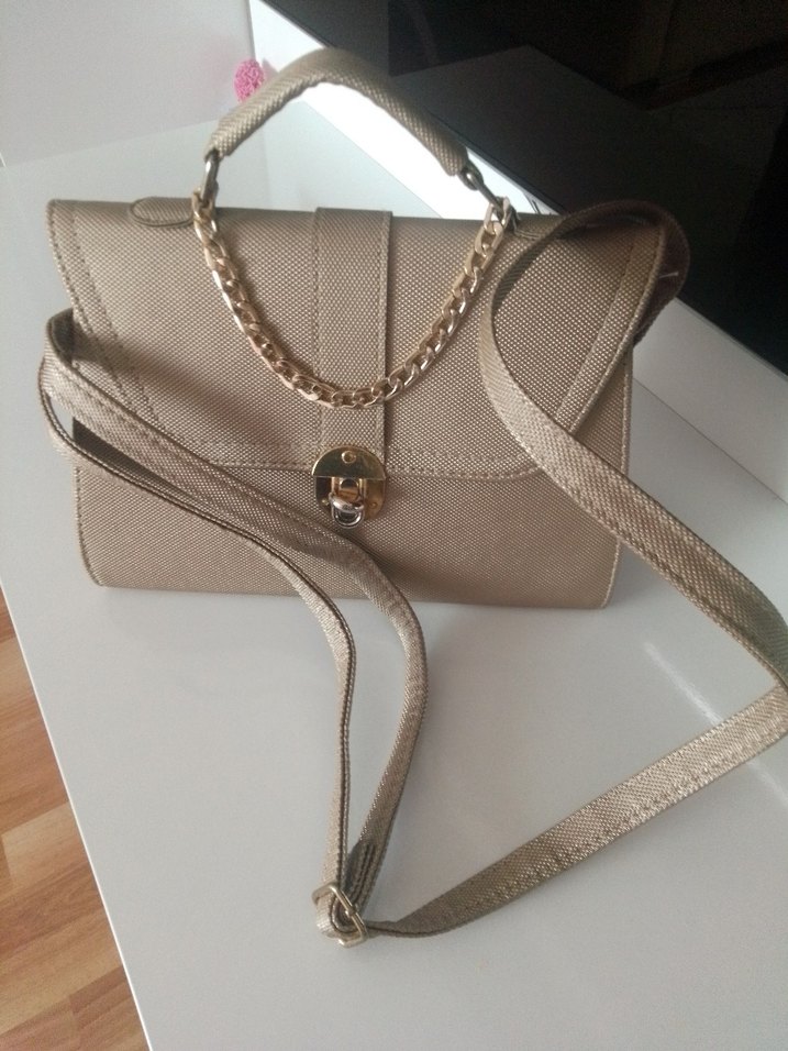 Bej Zincir Detaylı Deri Kadın Çanta - Görsel 2